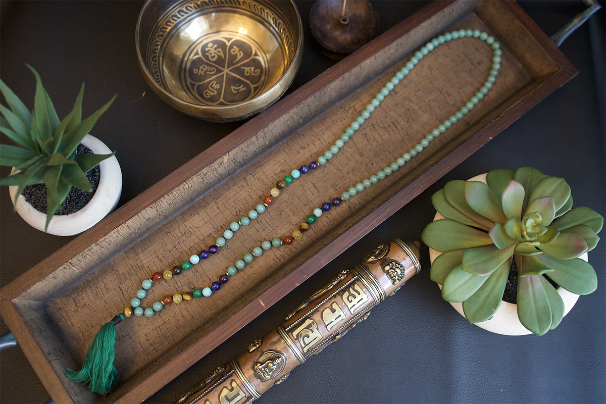 Seven Chakra Jade Stone Japa Mala